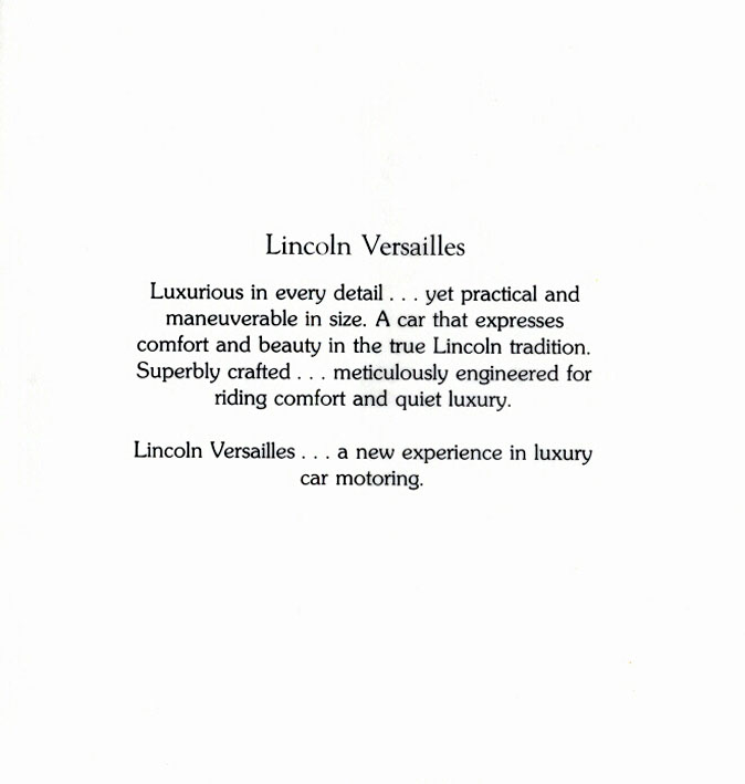 1977 Lincoln Versailles Brochure Page 1